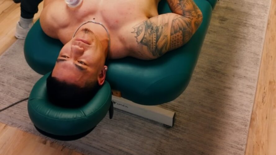 A competitor getting performance therapy at Athlete Ready.
